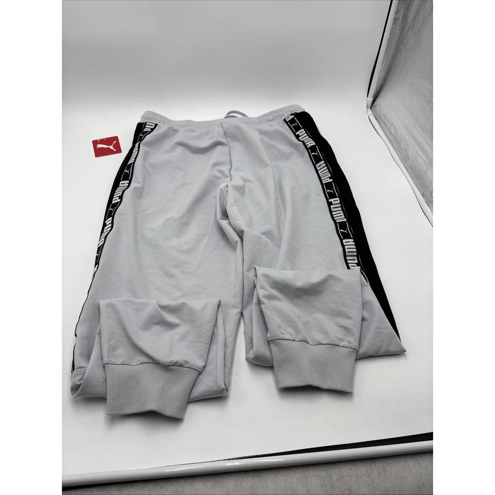 PUMA Stretchlite Size Large Platinum Gray with Black Side Logo Men's Sweat Pants